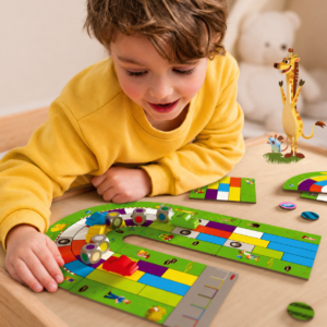 HABA Monza dirkalna družabna igra za otroke z barvnimi kockami