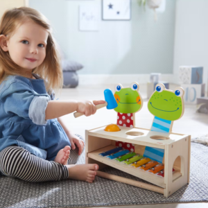 HABA žabji koncert tolkalna klop lesena igrača za otroke